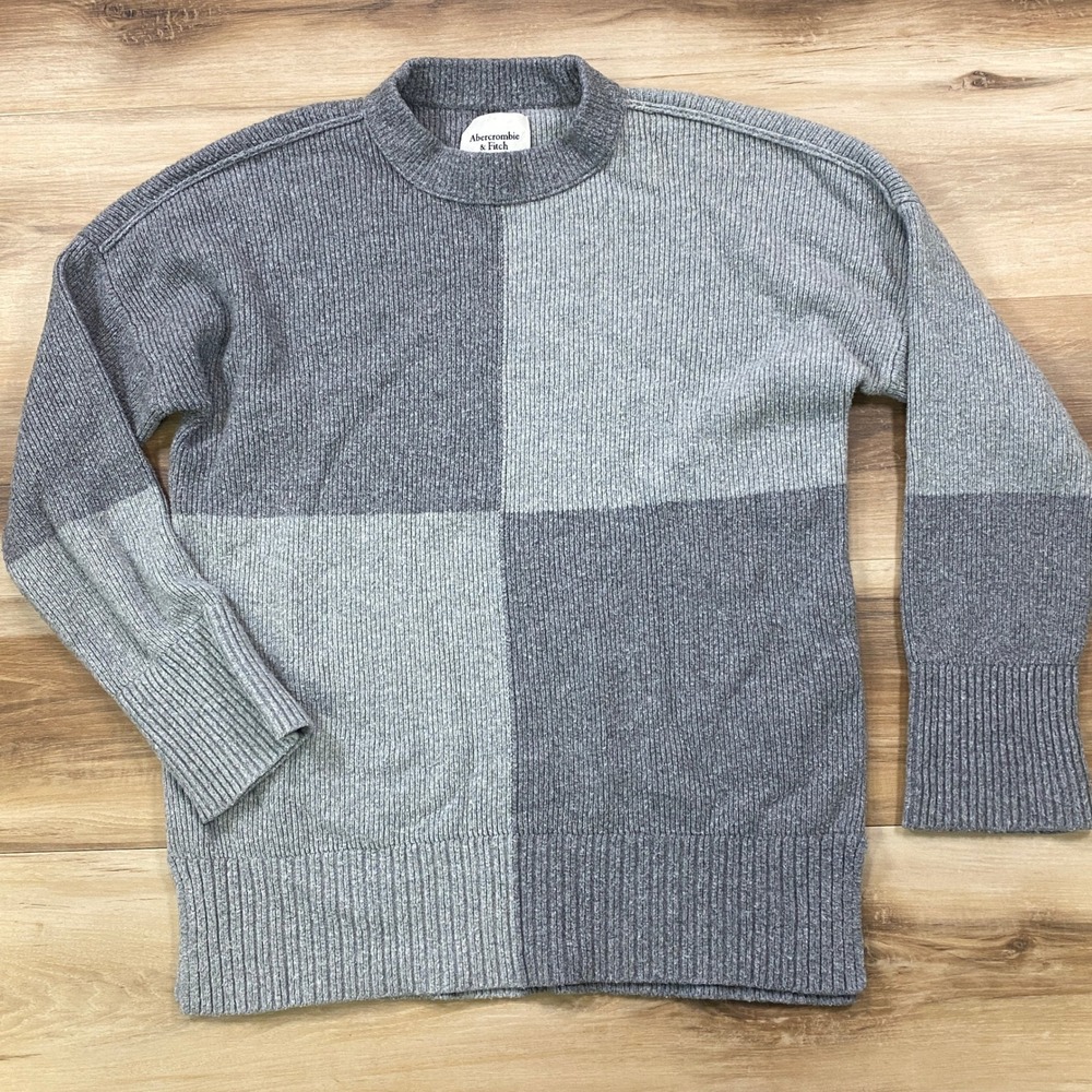Abercrombie & Fitch Sweater Womens S Colorblock‎ Ribbed Knit Relaxed Grey Modern